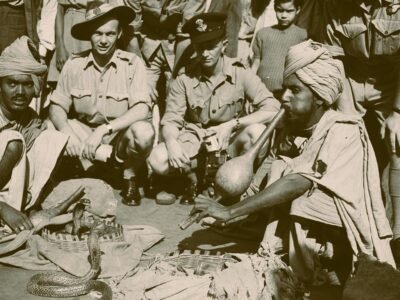 Snake Charmers in Kolkata, 1945, by Norman Herfort