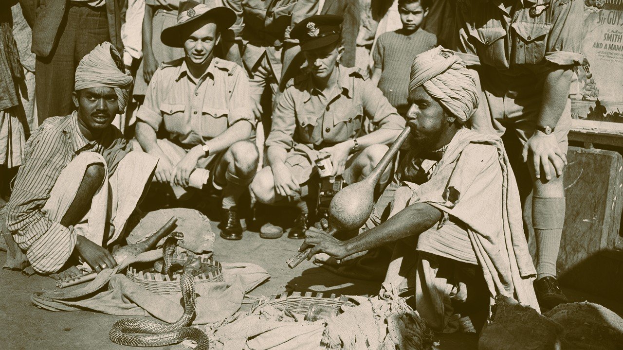 Snake Charmers in Kolkata, 1945, by Norman Herfort